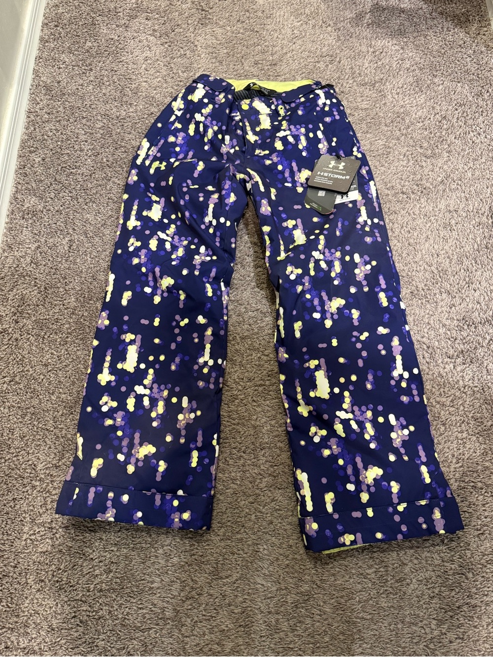 Under Armour Kids Navy Purple Yellow Confetti Snow Pants
